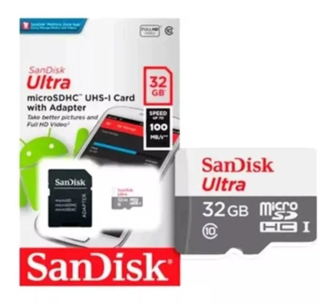 Memoria Micro SD 32 GB. Clase 10 Sandisk Original Con Adaptador SD
