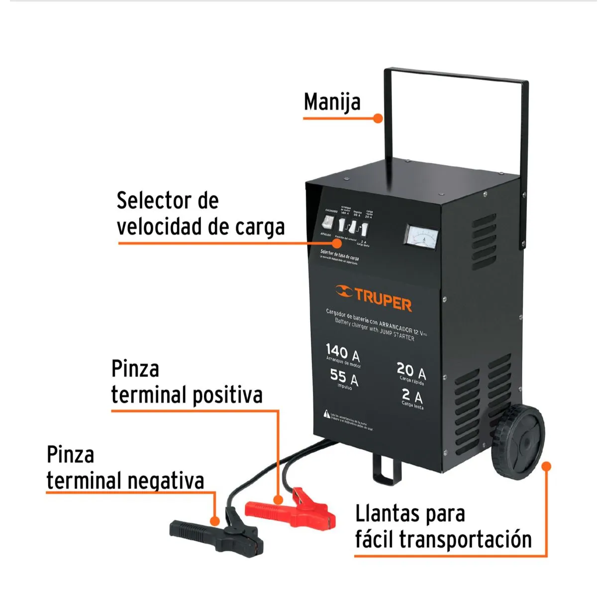 Cargador iniciador para baterías de 50 Amp 12V- TRUPER13027