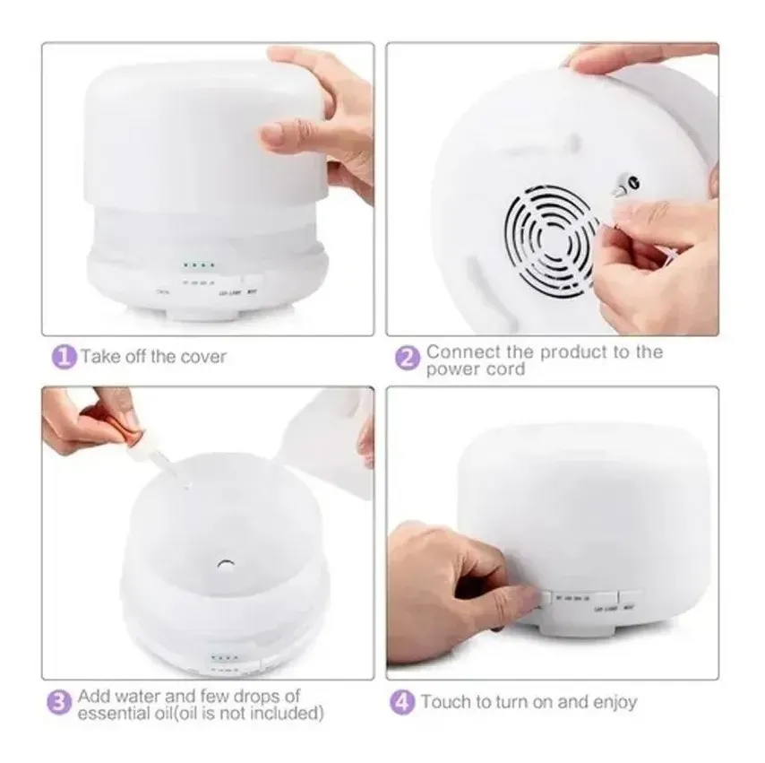  Humidificador de niebla de llama, difusor de aromaterapia  silencioso, sin agua, protección de apagado automático 3D para oficina  (blanco) : Salud y Hogar