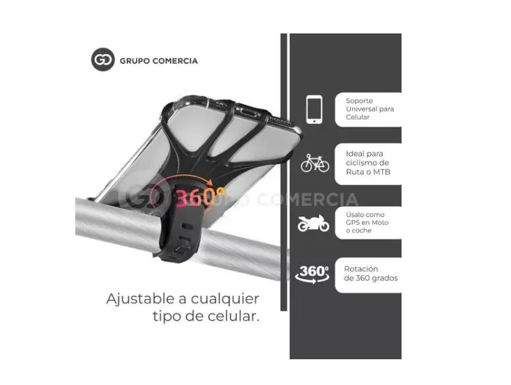 Soporte Celular Bicicleta Moto Silicona Flexible Rotacion