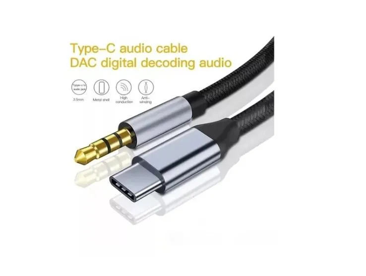 Cable Tipo C A Plug 3,5 Macho 1 Metro De Largo