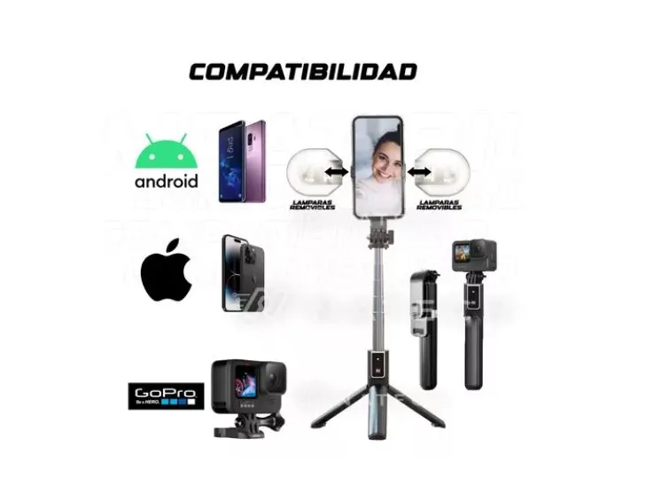 Trípode Para Celular Selfie 4 En 1 Bluetooth Y Luz