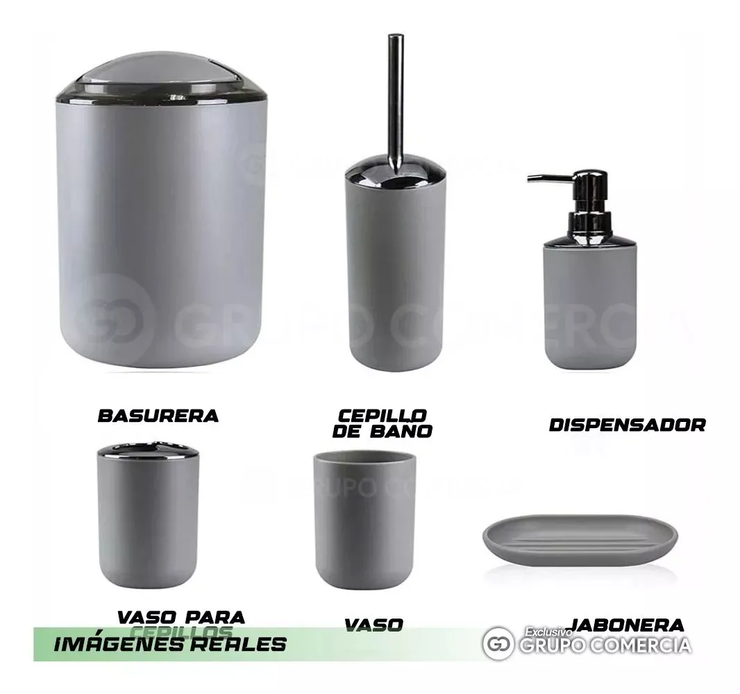 JUEGO ACCESORIOS PARA BAÑO X 6 PIEZAS EN ZINC COLOR NEGRO