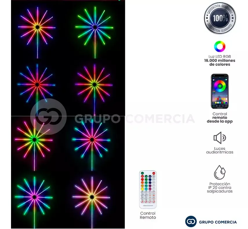 Luz Led De Colores Estilo Pirotecnia Bluetooth Mediante App