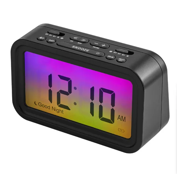 Yosoo Control de sonido multifunción Pantalla LCD grande Reloj digital Mesa  Escritorio Reloj despertador Sensor de sonido