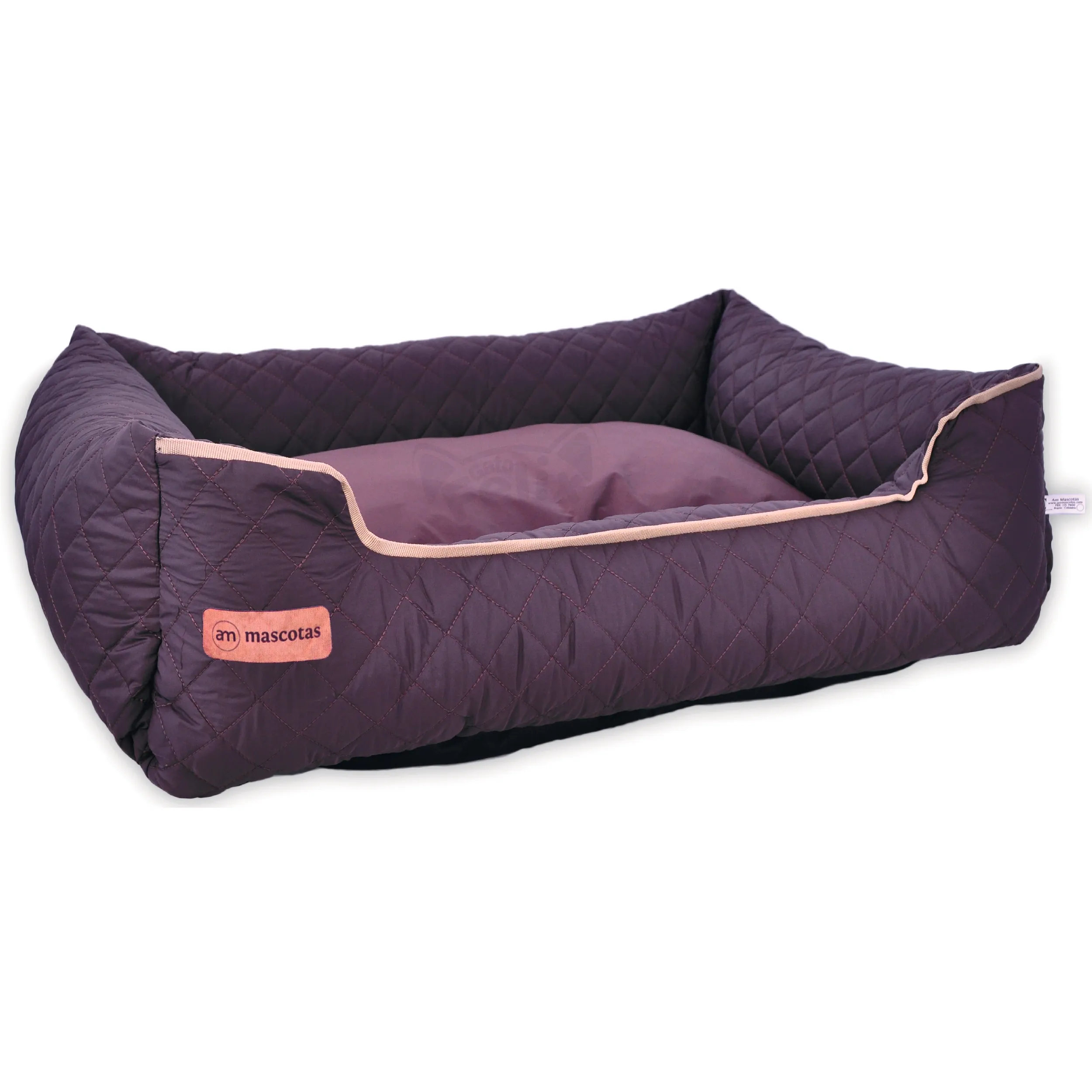 Cama Para Perro Grande Acolchada De Lujo  Lavable A  Maquina Color Cafe