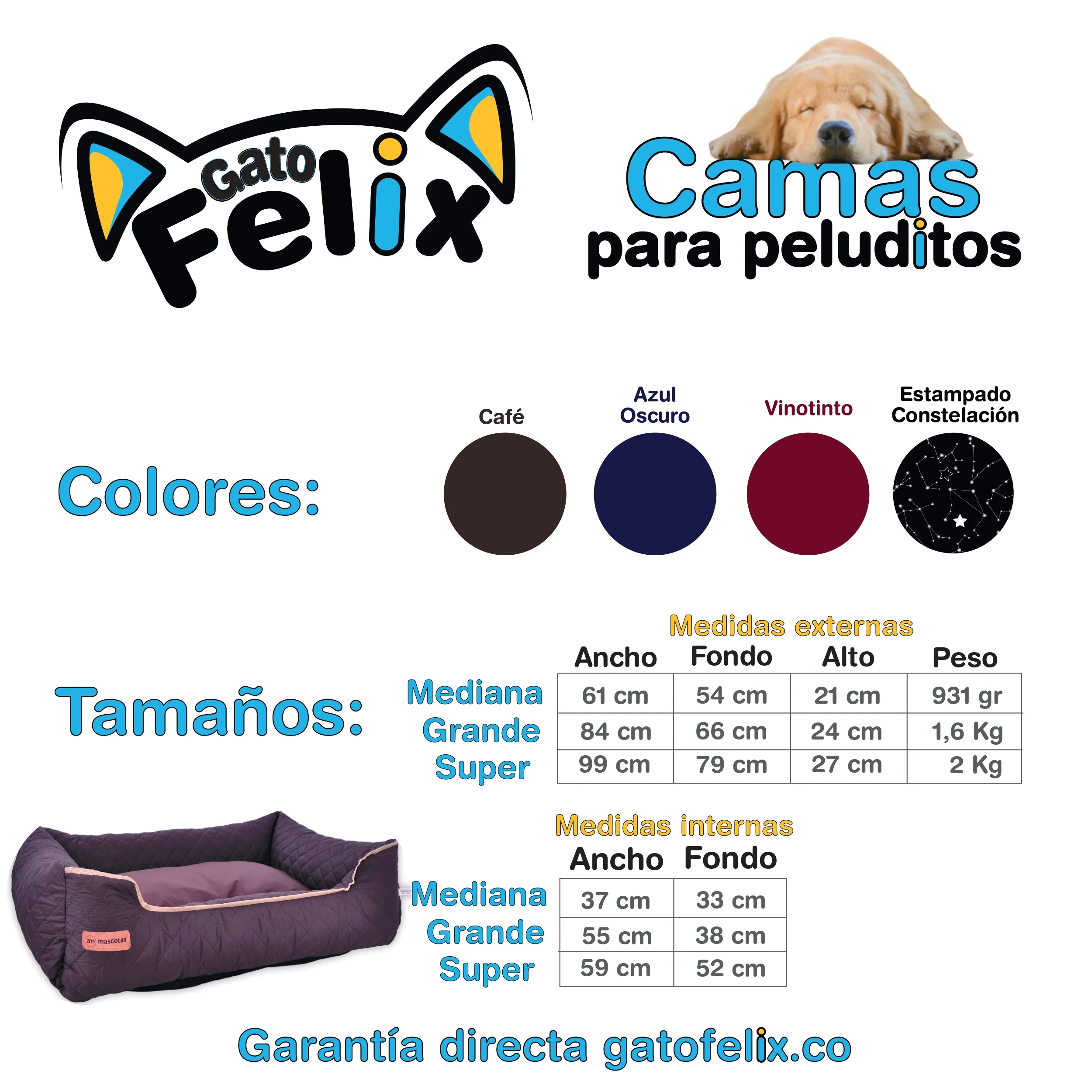 Cama Para Perro Grande Acolchada De Lujo  Lavable A  Maquina Color Cafe