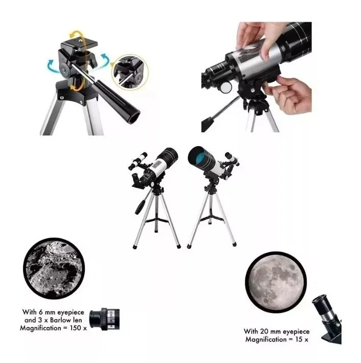 Telescopio Astronómico Monocular F30070 Reflector 70mm