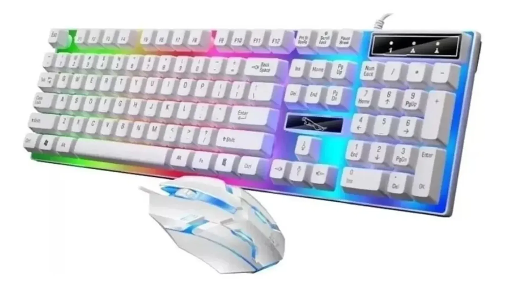 Combo Teclado Mouse Gamer Rgb Set Blanco Kit Retroiluminado