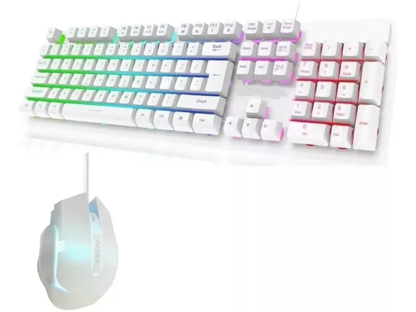 Combo Teclado Mouse Gamer Rgb Set Blanco Kit Retroiluminado