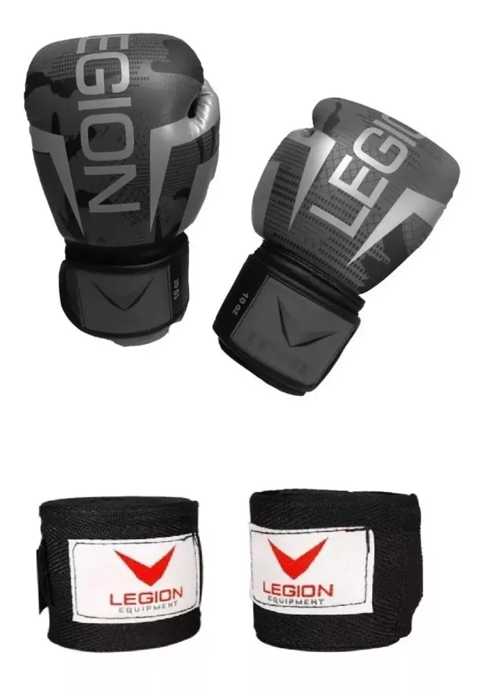 Guantes Boxeo Kick Boxing Profesional Legion + Vendas Venom