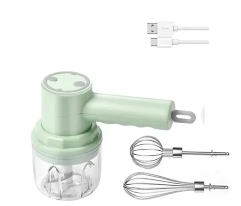 Batidora 2 En 1 Recargable Mini Picador Eléctrico Cocina Verde