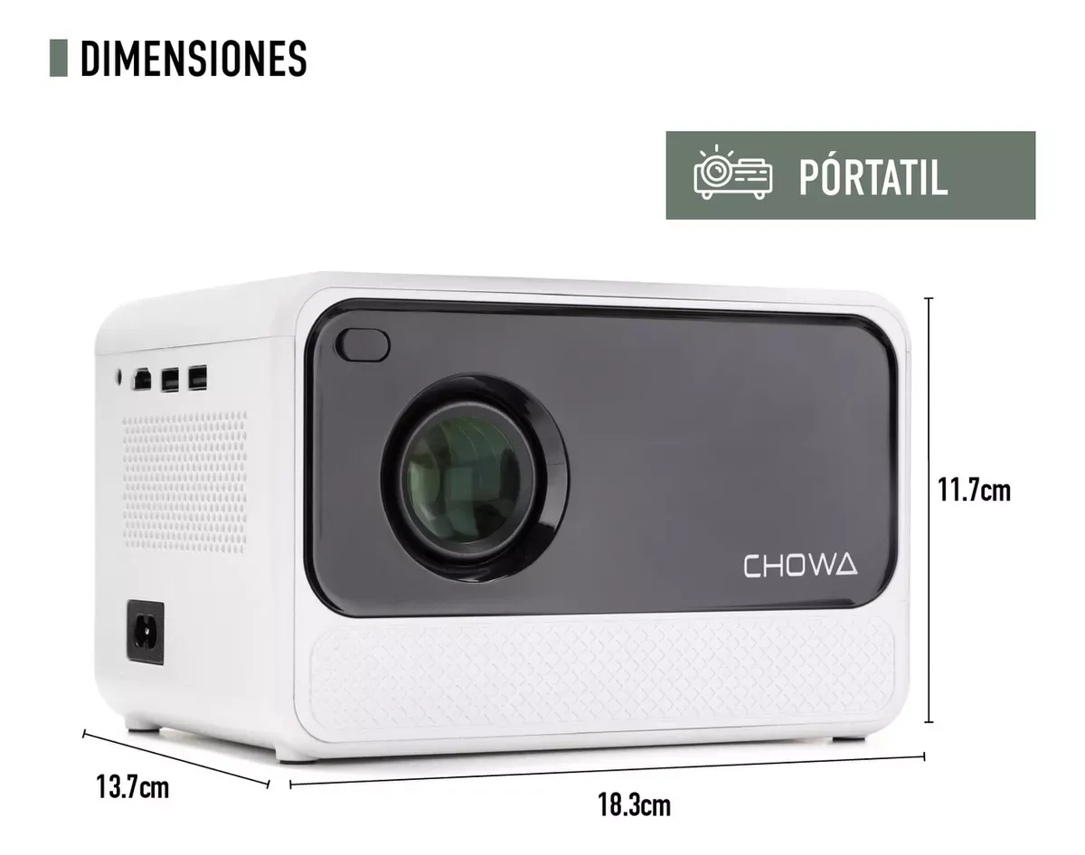 Proyector Video Beam Chowa HD Android Wifi 170 Lumenes Ansi