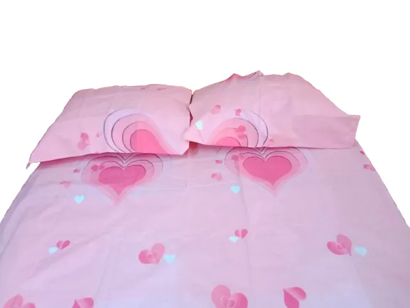 Sabanas Cama Doble corazones rosada