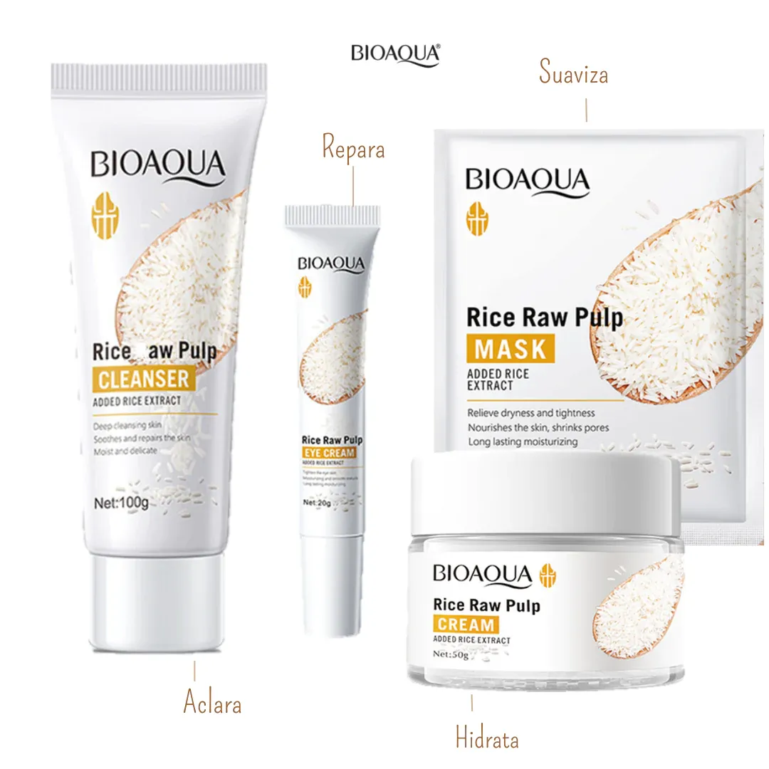 Rutina Facial De Arroz Coreana, Blanqueadora, Elimina Manchas y Rejuvenece Tu Rostro Bioaqua