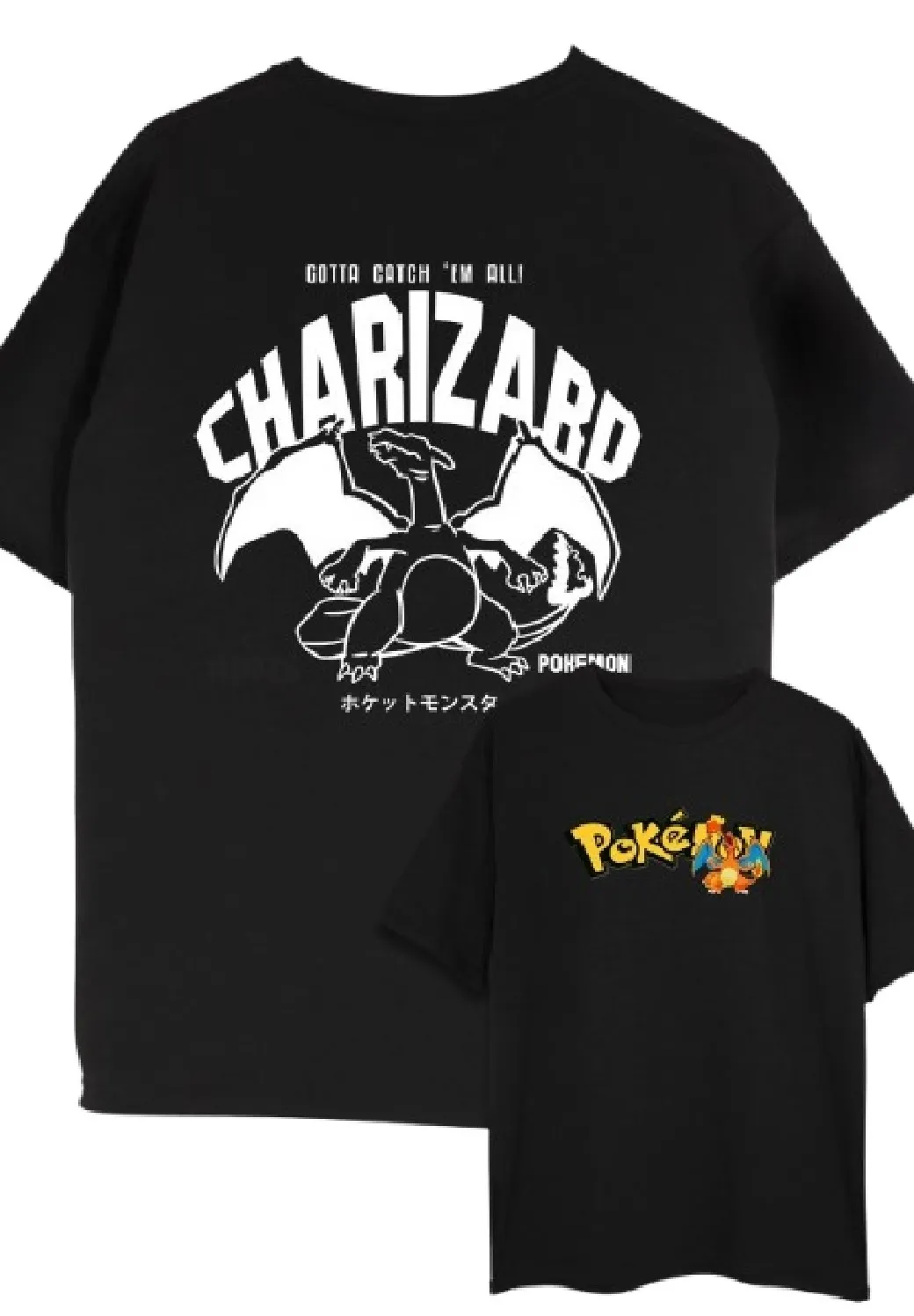 Camiseta Oversize Pokemon Charizard Color Negro