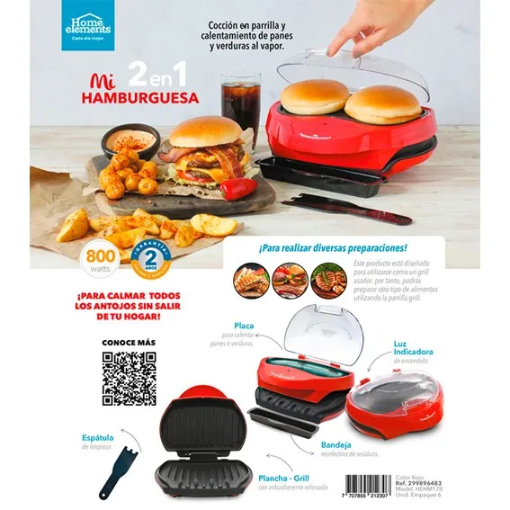 Plancha - Parrilla para Asado de Hamburguesas HOME ELEMENTS