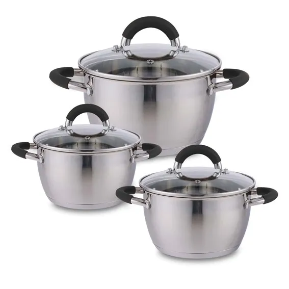 Set X 3 Ollas Con Tapa Acero Inox 18cm 20cm 24cmHome Elements