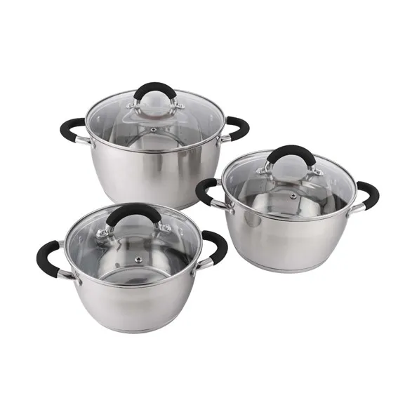 Set X 3 Ollas Con Tapa Acero Inox 18cm 20cm 24cmHome Elements