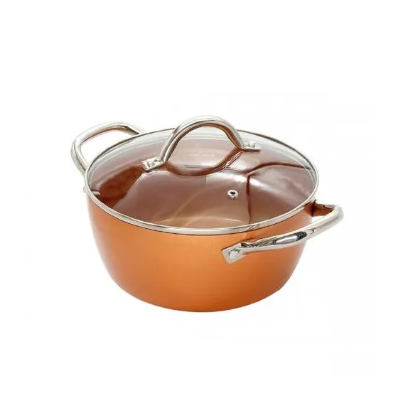 Olla 22 Cm Tapa De Vidrio Color Copper Home Elements