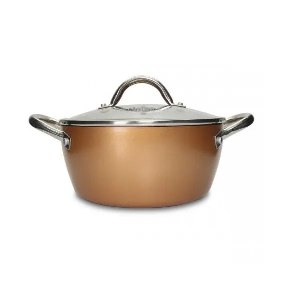 Olla 22 Cm Tapa De Vidrio Color Copper Home Elements