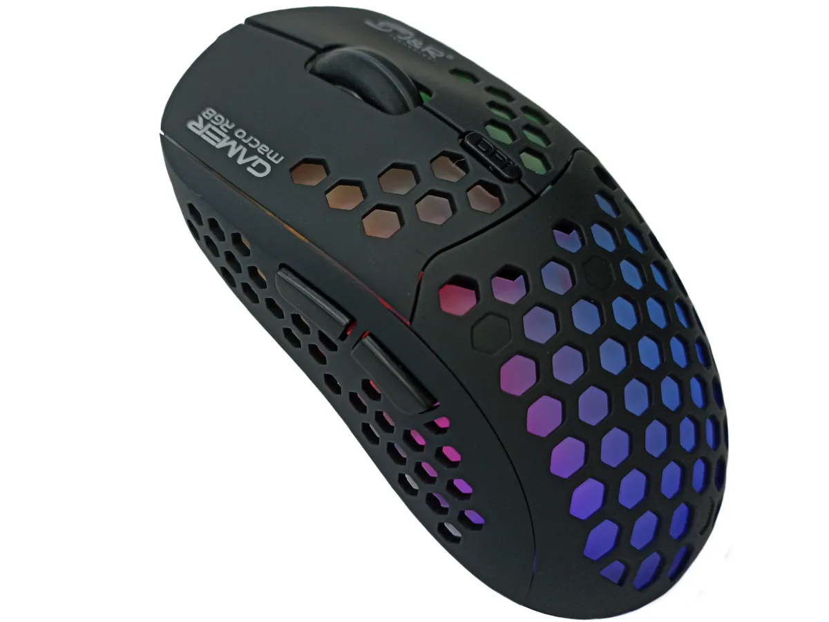 Mouse Gamer Retroiluminado Rgb Panel De Abeja 6400 Dpi 6d