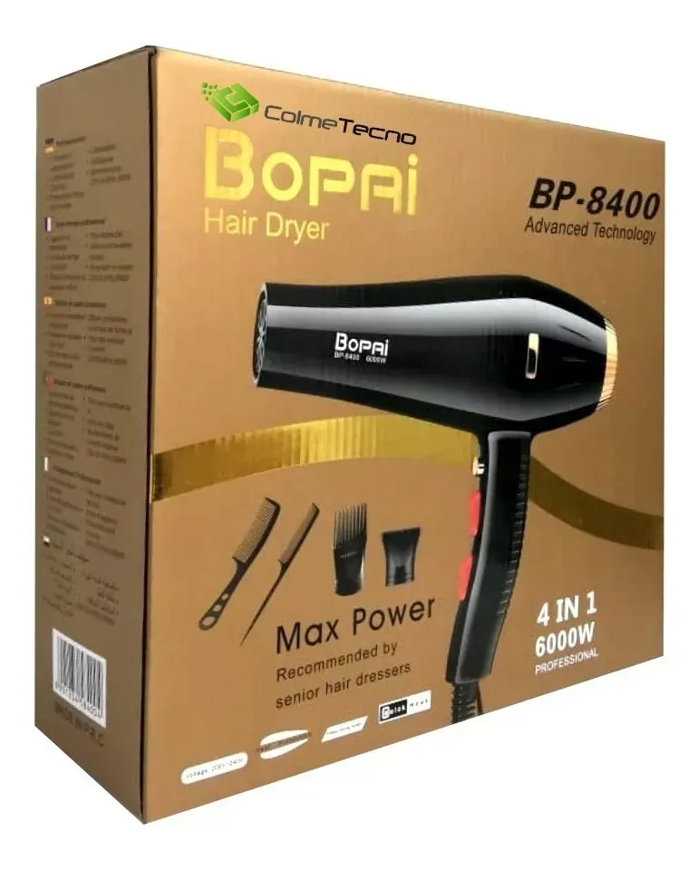 Secador Cabello 6000w Profesional Bopai BP-8400 Pelo