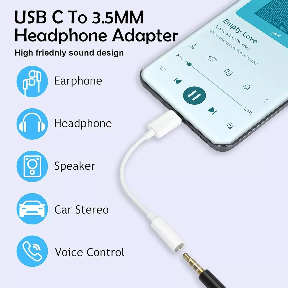  Adaptador USB-C a 3.5 mm Audífonos Jack