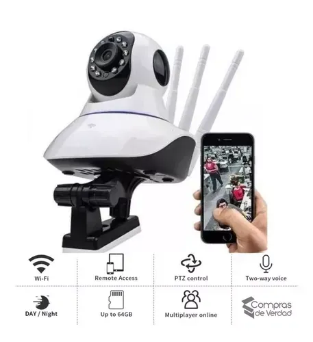 Camara De Seguridad Robotica Wifi 3 Antenas