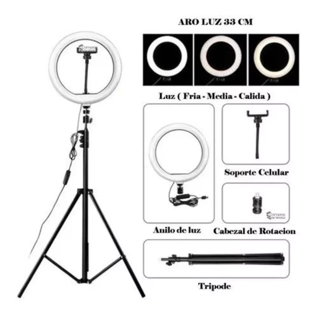 Aro De Luz Led De 33cm + Trípode 