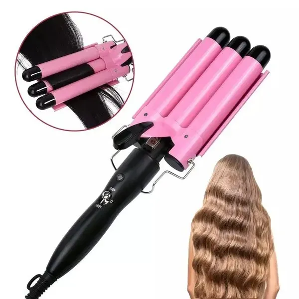 Pinza Onduladora Rizadora Para Cabello 3 Tubos