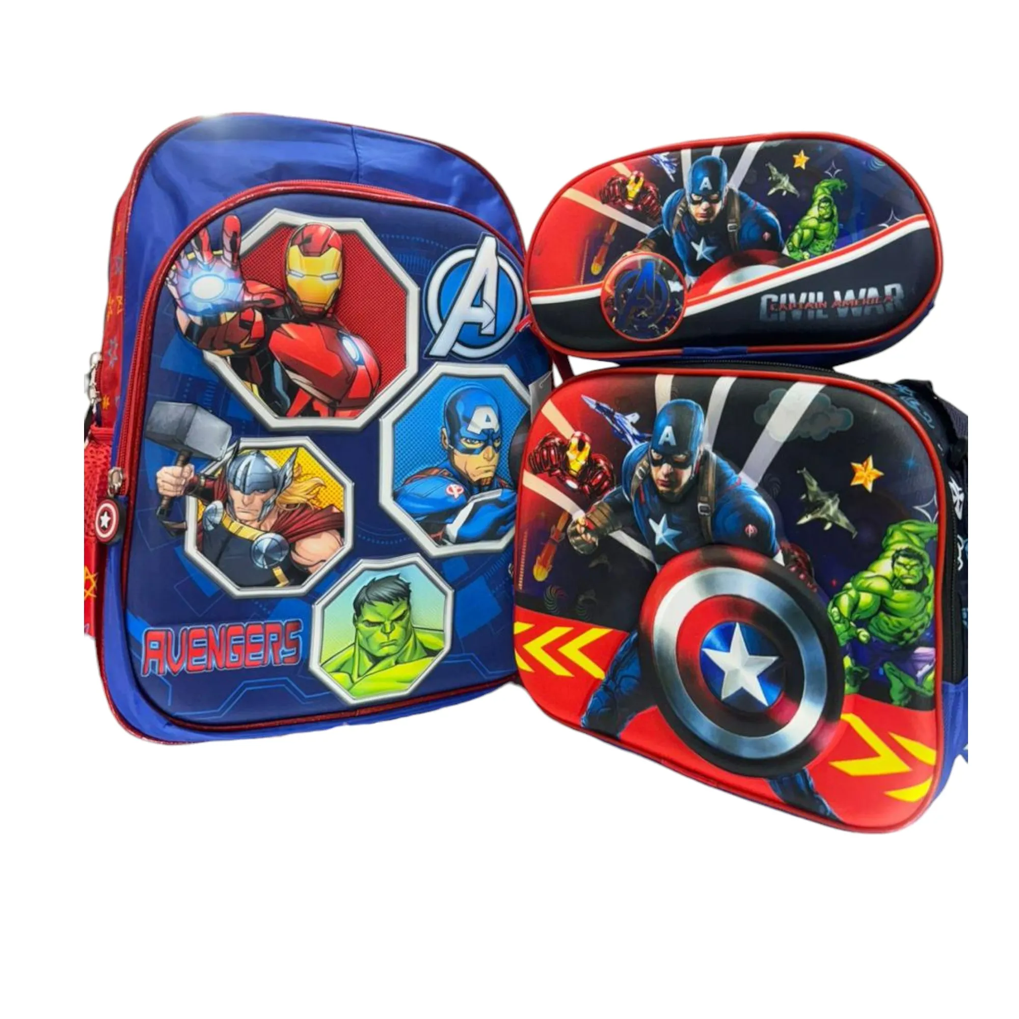 Combo Escolar Grande  Incluye Morral + Lonchera+Cartuchera   Avengers