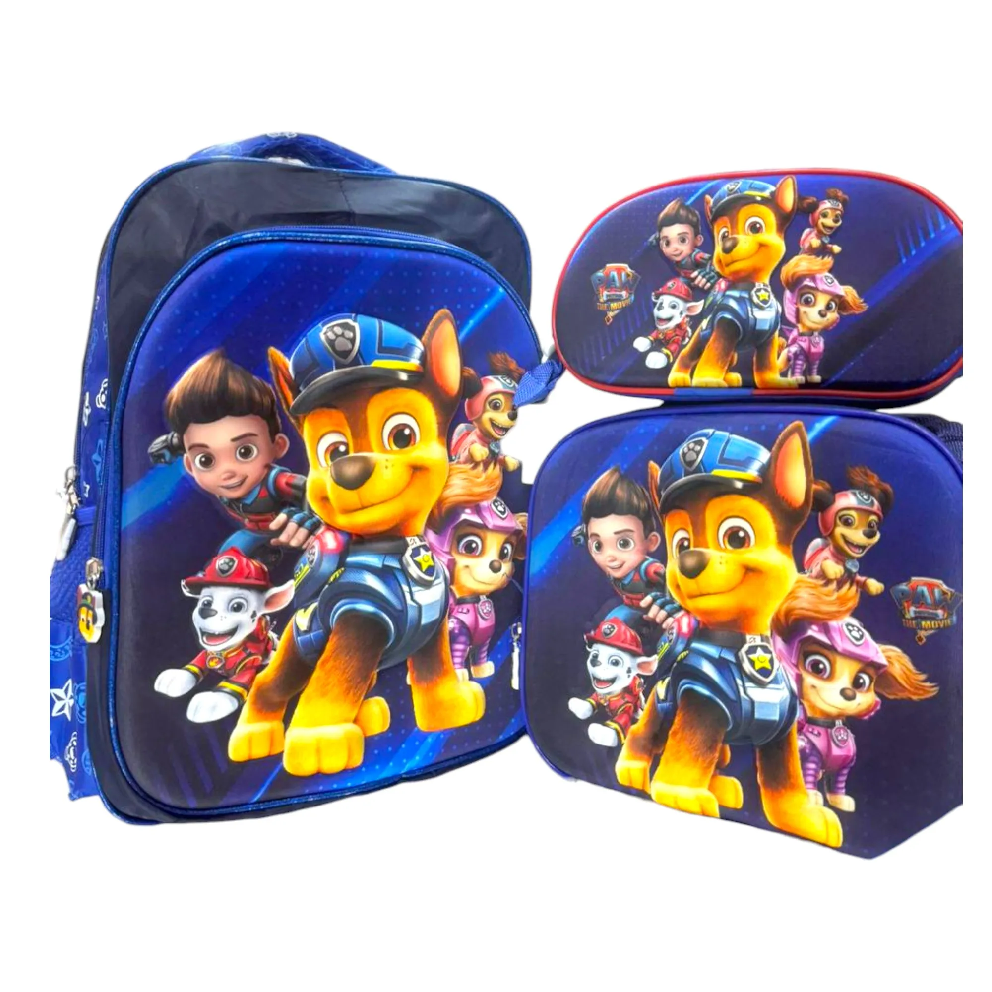 Combo Escolar Grande  Incluye Morral + Lonchera+Cartuchera  Paw Patrol - Azul