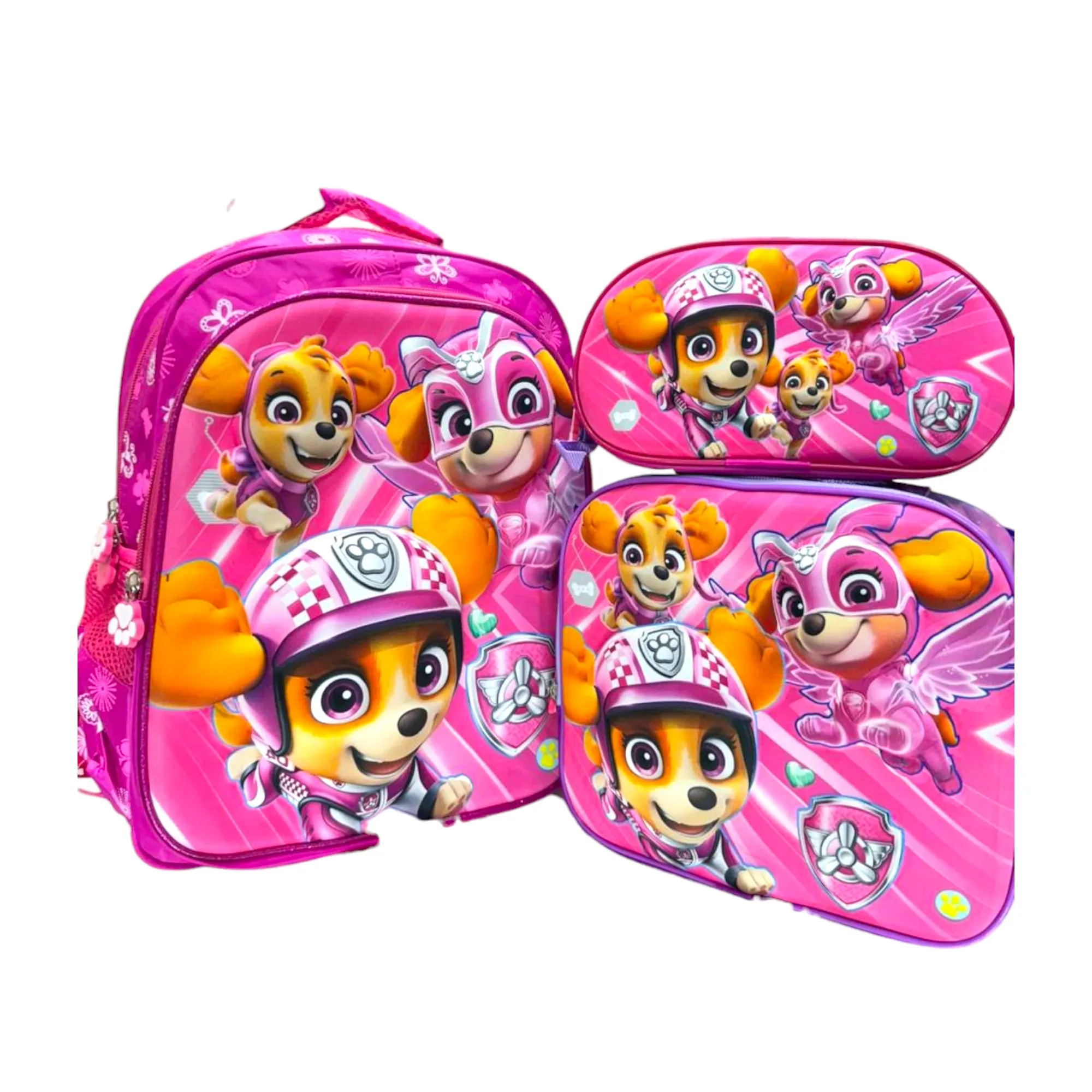 Combo Escolar Grande  Incluye Morral + Lonchera+Cartuchera  Paw Patrol - Rosa