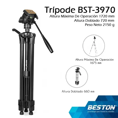 Tripode Para celular y Camara Profesional Beston 360 Grados 1.70mt BST-3970