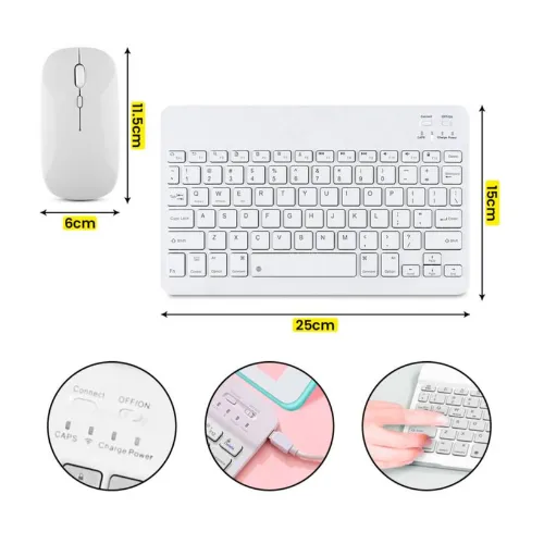 Combo Bluetooth Mouse y Teclado WIT CB-BT01 Blanco