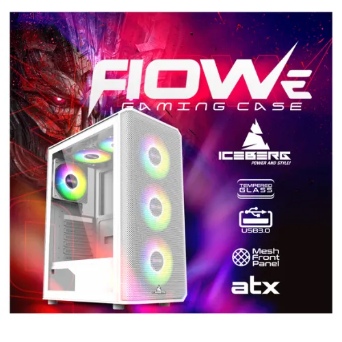 Chasis Gamer Blanco Icerberg FLOW -E Argb