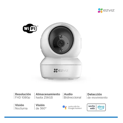 Camara Wifi Inalambrica 360 EZVIZ + Micro Sd +64GB 