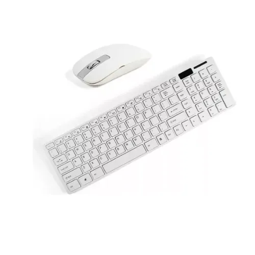 Combo Teclado Y Mouse Inalambrico Slim Blanco  + Membrana Protector 