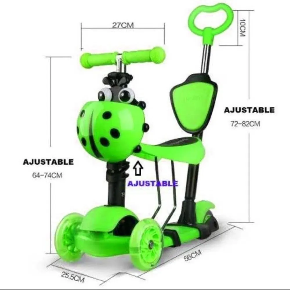 Patineta Scooter Convertible 5 En 1 Para Niños Monopatin Con Luces Led