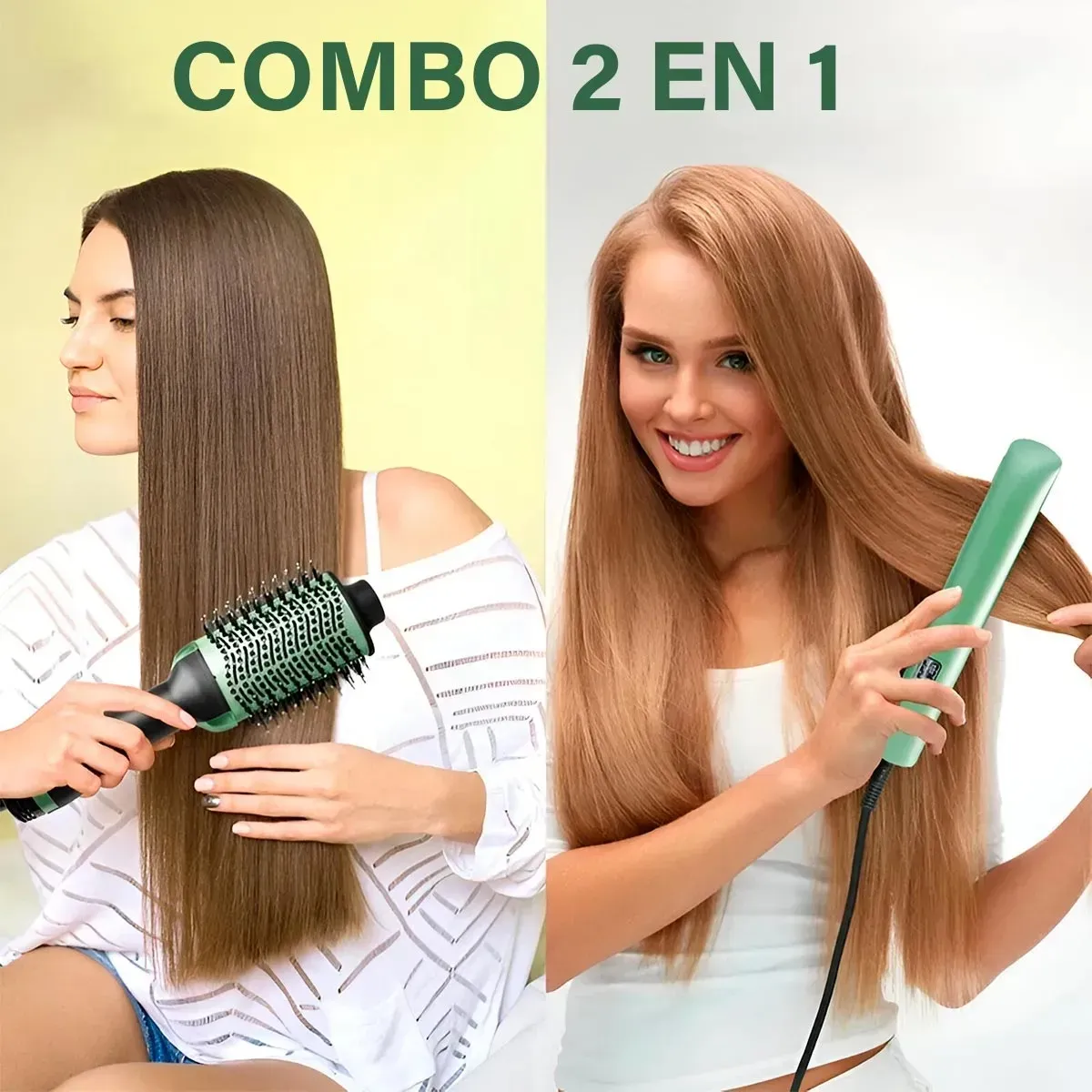 Plancha Cabello Aguacate + Cepillo Secador PRO-2501