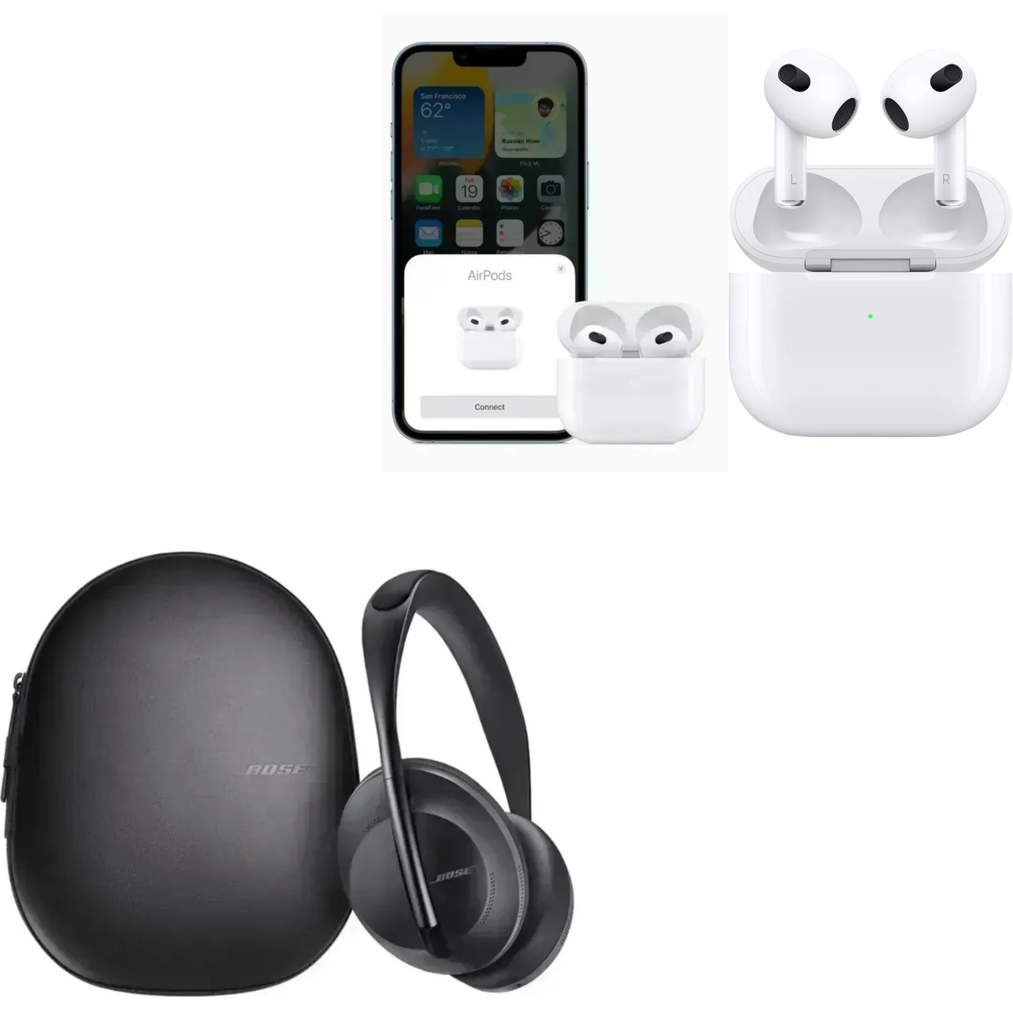 Audifonos Airpods 3 + Diadema Tipo Bose 700 Negro con Estuche 