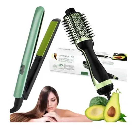 Plancha Cabello Aguacate + Cepillo Secador PRO-2501