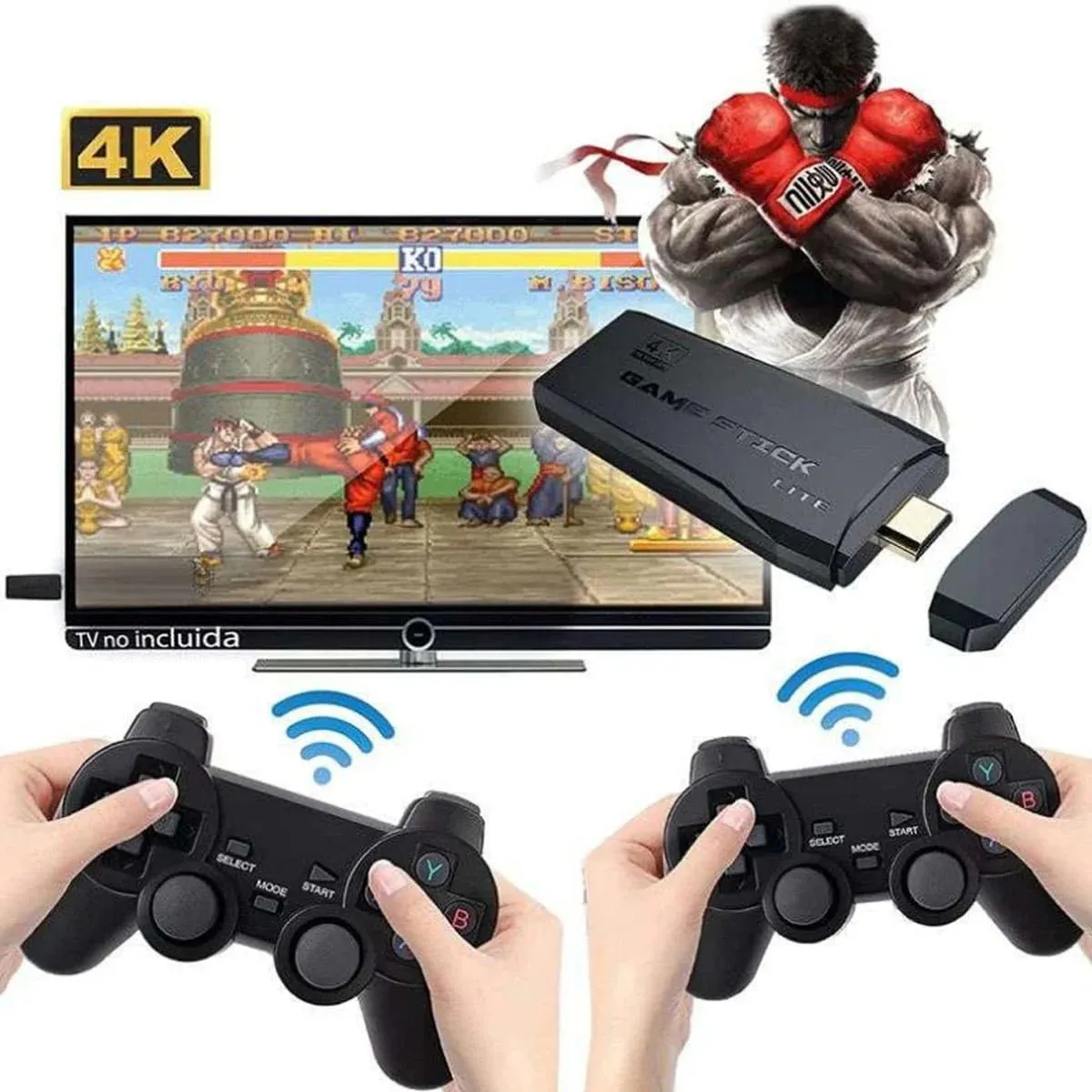 Consola Retro Hdmi 2 Controles Inalambricos Mas 10000 Juegos