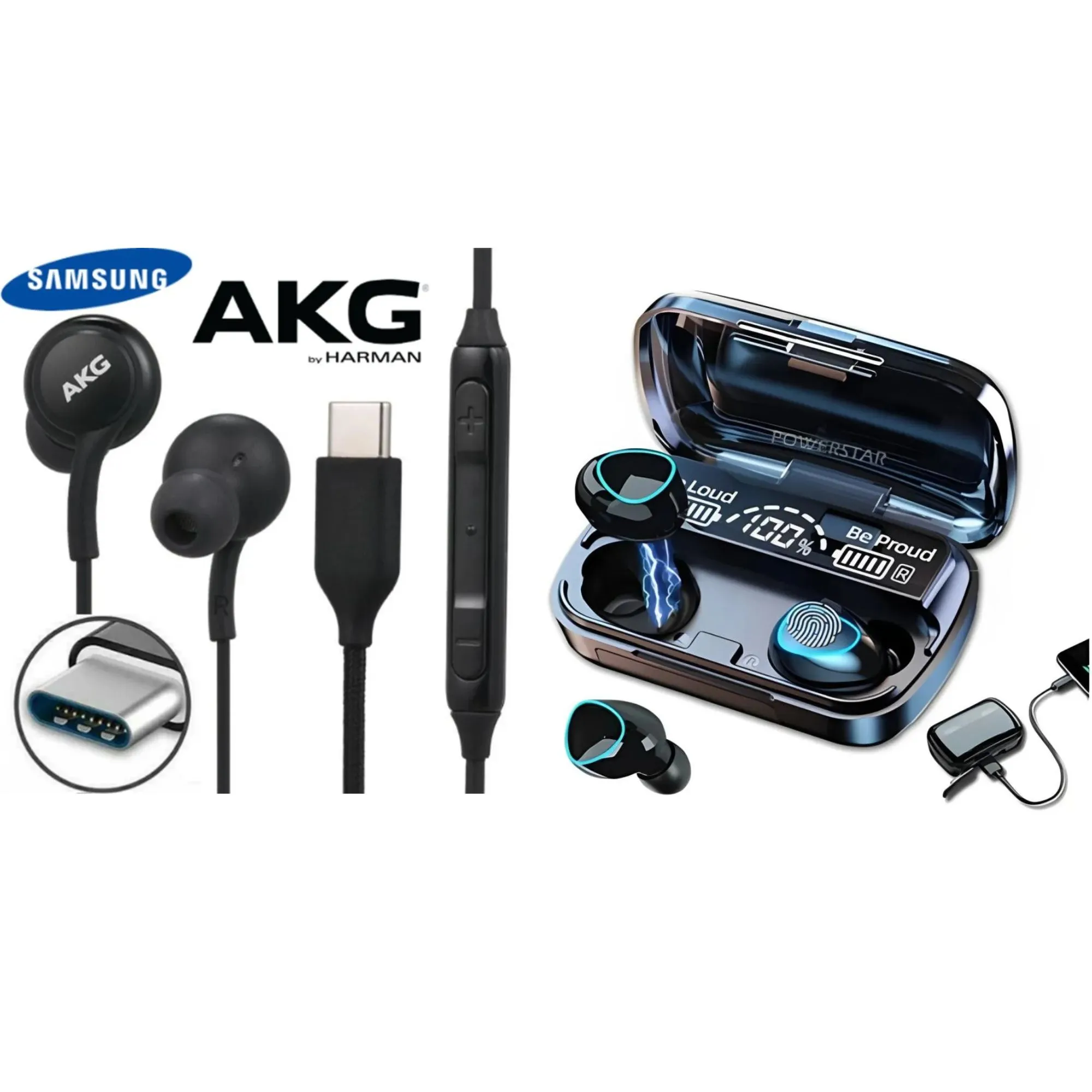 Audifonos Bluetooth M10 + Manos libres Samsung AKG Tipo C 