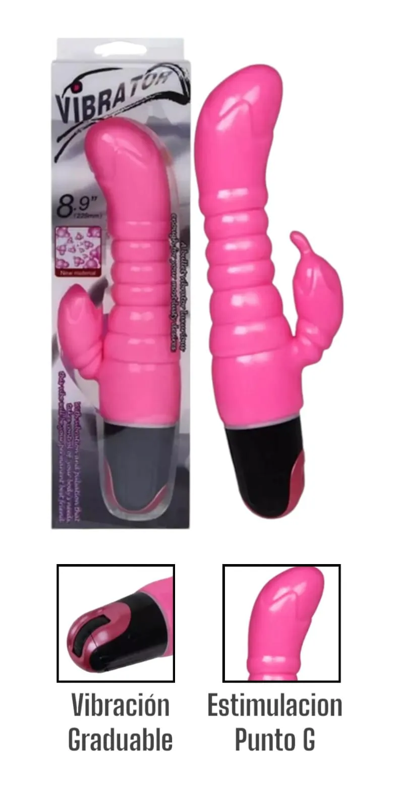 vibrador doble estimulación punto g y clítoris 8.9 