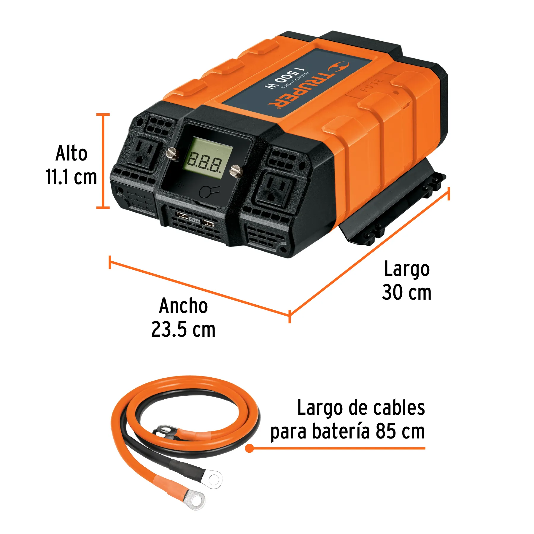 Inversor De Corriente Con Puerto Usb 1500W Truper