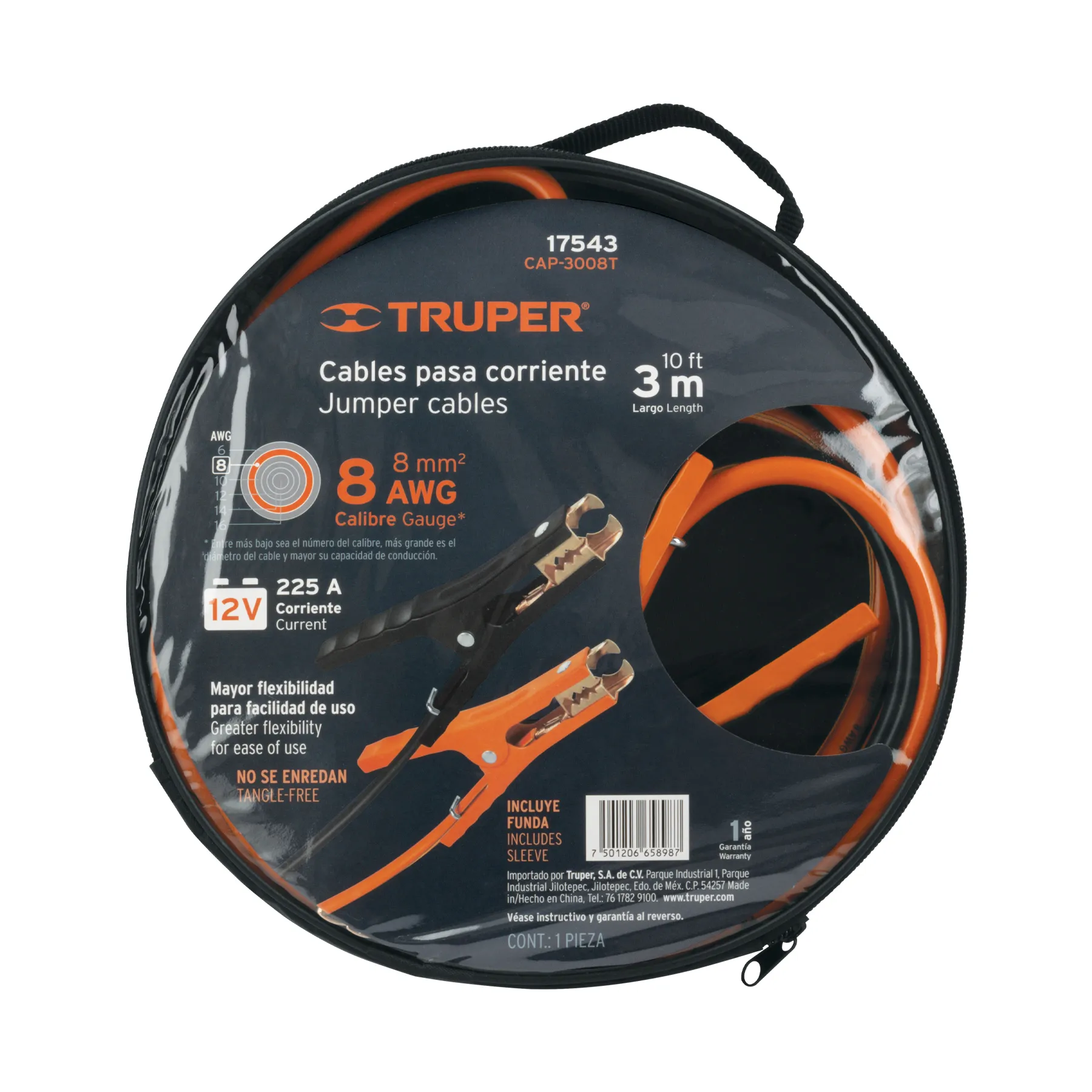 Cables Para Iniciar Batería Carro 3 Mtrs 10 Awg Truper