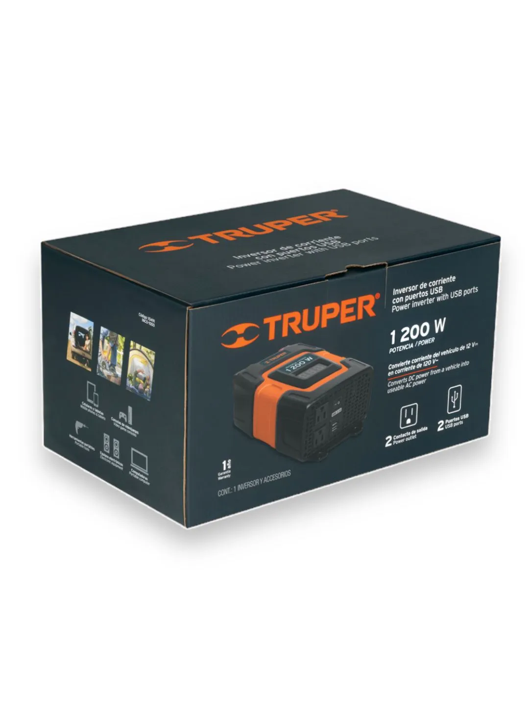 Inversor De Corriente Con Puerto Usb 1200W Truper