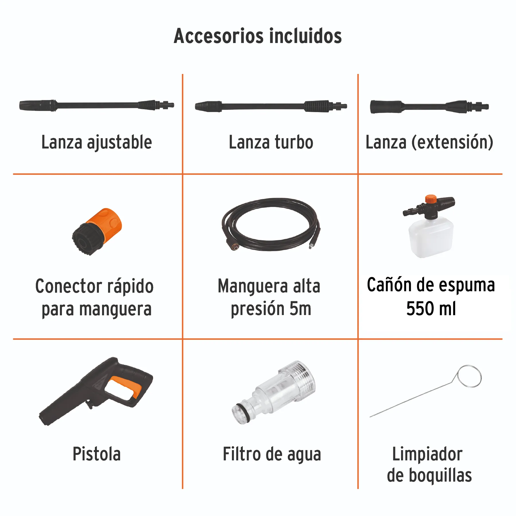 	 Hidrolavadora Eléctrica TRUPER 1800PSI / 1500W + 10 Accesorios